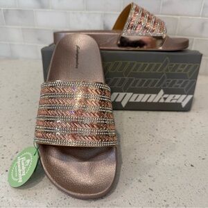 NEW Bronze Women's Slide Bling Sandals NWT